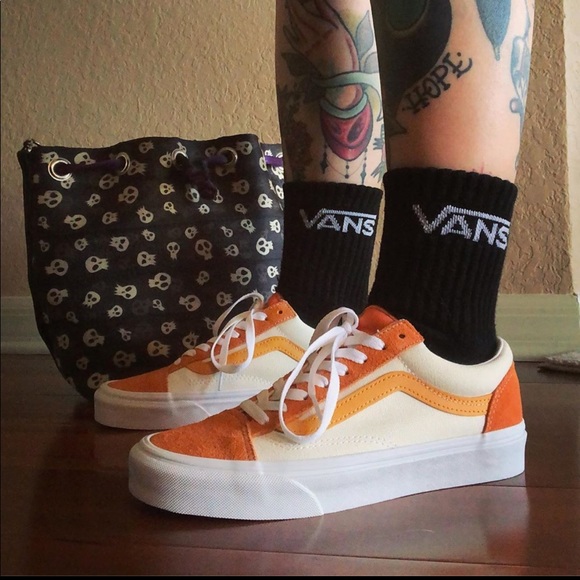 orange and cream vans